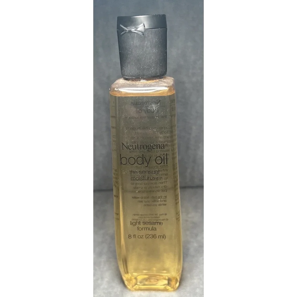 Neutrogena Body Oil VTG 1984 Natural Sesame Seed 8 oz Bottle Sensual Moisturizer